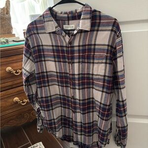 PacSun Men's Casual Plaid Shirt - Burgundy and Navy